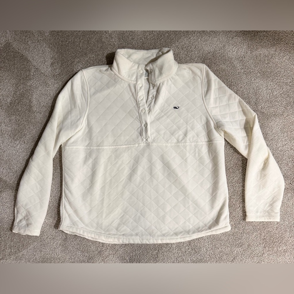 Vineyard Vines Women’s Cream Quilted Pullover Size Large